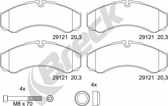 Breck 29121 10 703 00 - Set placute frana,frana disc aaoparts.ro