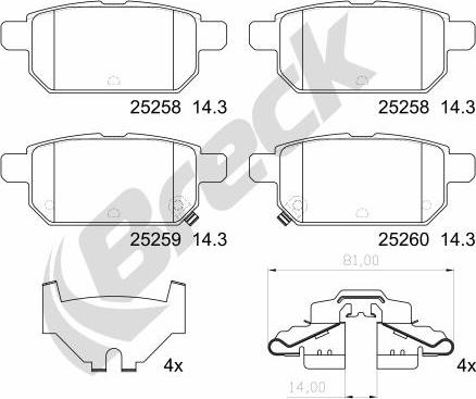 Breck 25258 00 704 00 - Set placute frana,frana disc aaoparts.ro