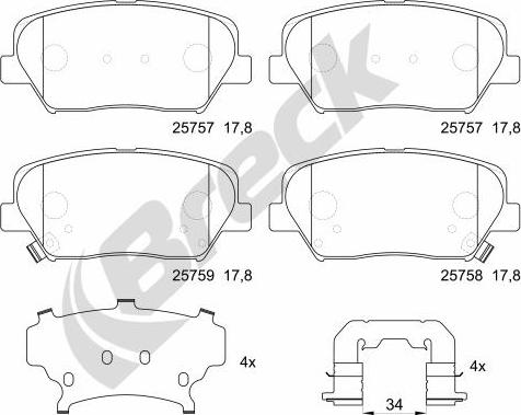 Breck 25757 00 701 00 - Set placute frana,frana disc aaoparts.ro