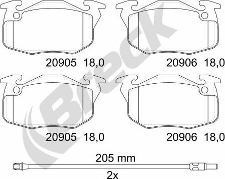 Breck 20905 00 702 10 - Set placute frana,frana disc aaoparts.ro
