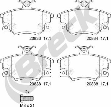 Breck 20833 00 701 10 - Set placute frana,frana disc aaoparts.ro