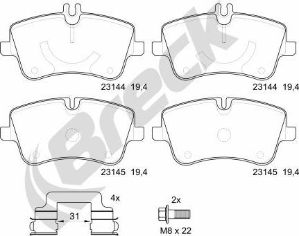 Breck 23144 00 701 20 - Set placute frana,frana disc aaoparts.ro