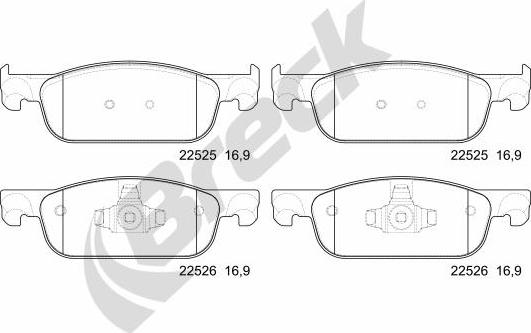 Breck 22525 00 702 00 - Set placute frana,frana disc aaoparts.ro