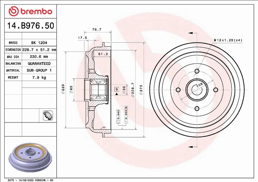Breco BK 1204 - Tambur frana aaoparts.ro