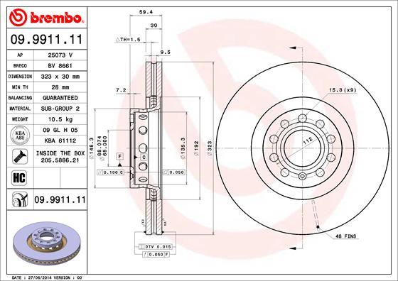 Brembo 09.9911.11 - Disc frana aaoparts.ro