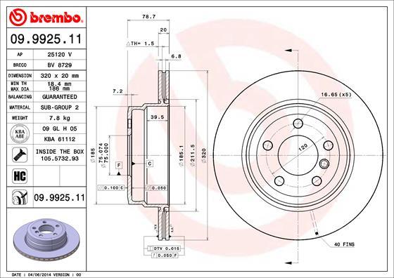 Brembo 09.9925.11 - Disc frana aaoparts.ro