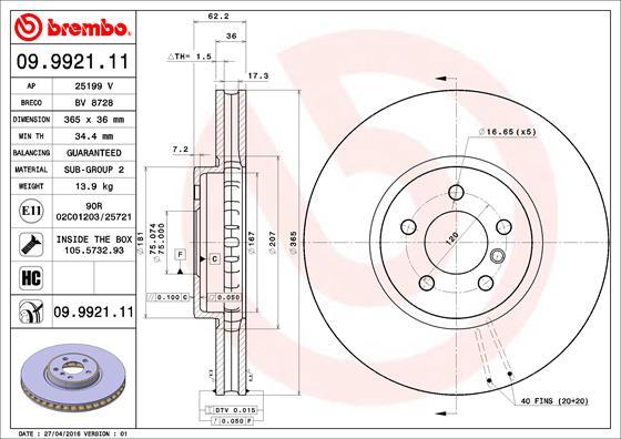 Brembo 09.9921.11 - Disc frana aaoparts.ro