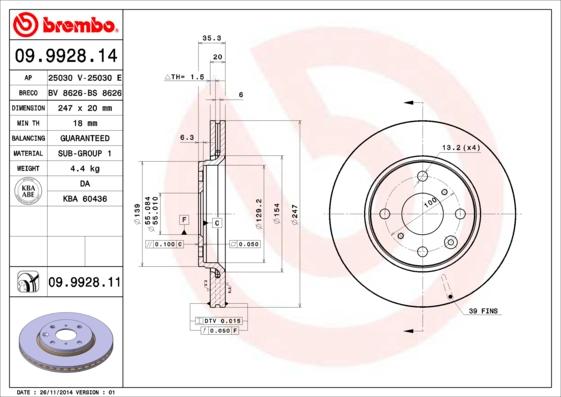 Brembo 09.9928.11 - Disc frana aaoparts.ro