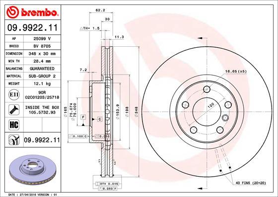 Brembo 09.9922.11 - Disc frana aaoparts.ro