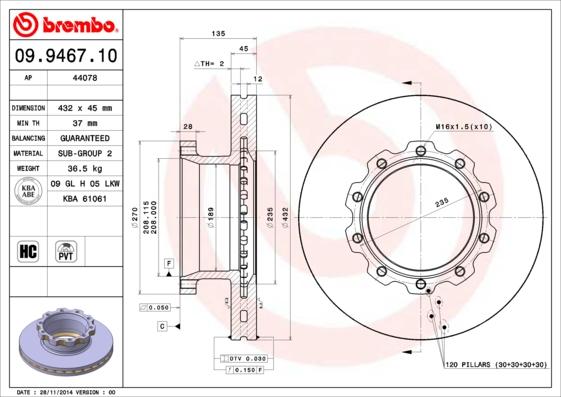 Brembo 09.9467.10 - Disc frana aaoparts.ro