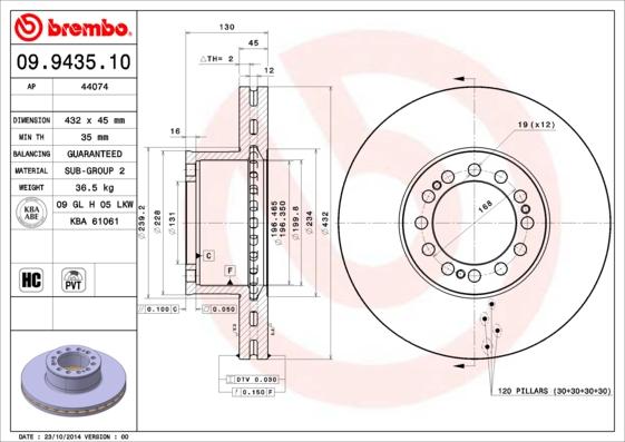 Brembo 09.9435.10 - Disc frana aaoparts.ro
