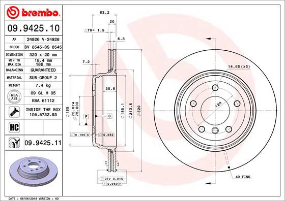 Brembo 09.9425.11 - Disc frana aaoparts.ro