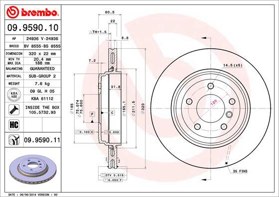 Brembo 09.9590.11 - Disc frana aaoparts.ro