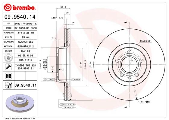 Brembo 09.9540.11 - Disc frana aaoparts.ro