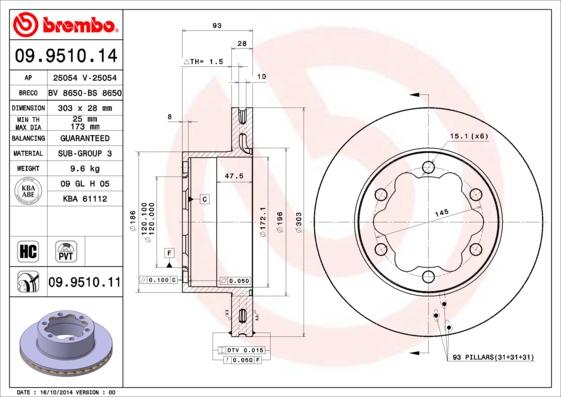 Brembo 09.9510.11 - Disc frana aaoparts.ro