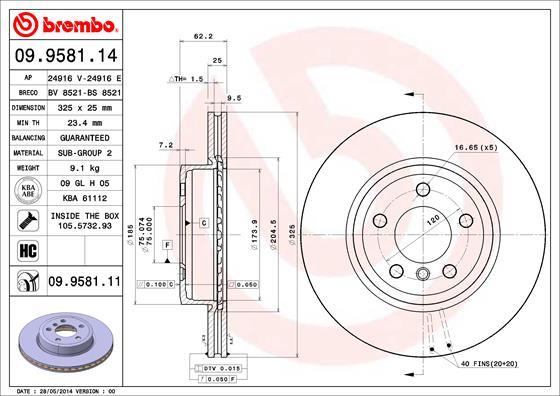 Brembo 09.9581.11 - Disc frana aaoparts.ro