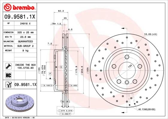 Brembo 09.9581.1X - Disc frana aaoparts.ro