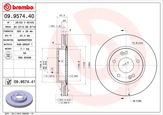 Brembo 09.9574.41 - Disc frana aaoparts.ro