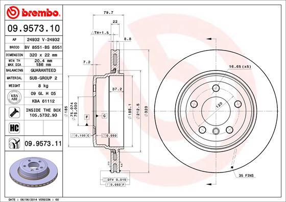 Brembo 09.9573.11 - Disc frana aaoparts.ro