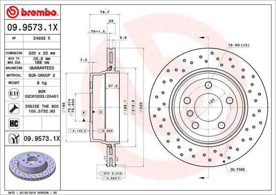 Brembo 09.9573.1X - Disc frana aaoparts.ro