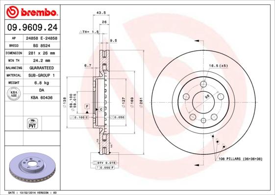 Brembo 09.9609.24 - Disc frana aaoparts.ro