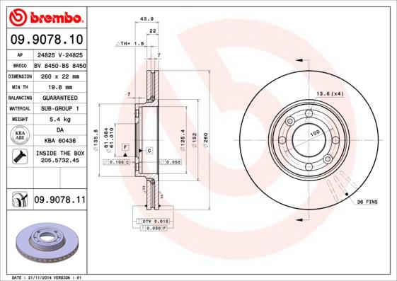 Brembo 09.9078.11 - Disc frana aaoparts.ro