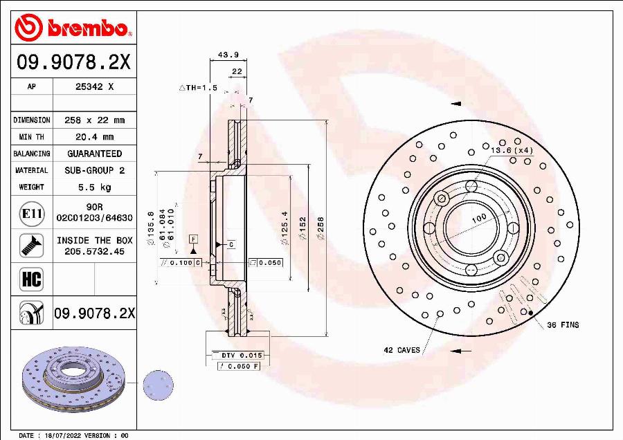 Brembo 09.9078.2X - Disc frana aaoparts.ro