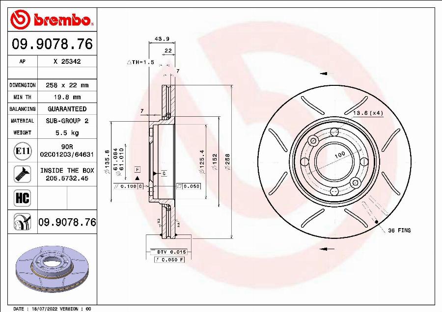 Brembo 09.9078.76 - Disc frana aaoparts.ro