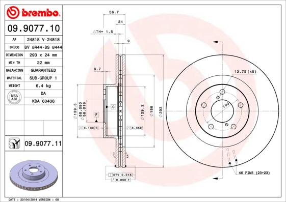 Brembo 09.9077.11 - Disc frana aaoparts.ro