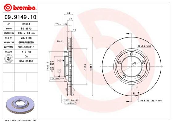 Brembo 09.9149.10 - Disc frana aaoparts.ro