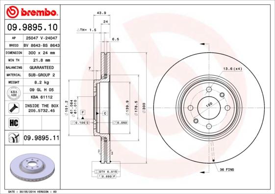 Brembo 09.9895.11 - Disc frana aaoparts.ro