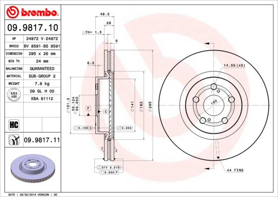 Brembo 09.9817.11 - Disc frana aaoparts.ro