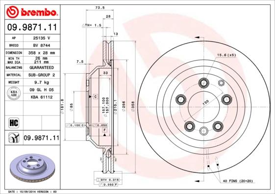 Brembo 09.9871.11 - Disc frana aaoparts.ro