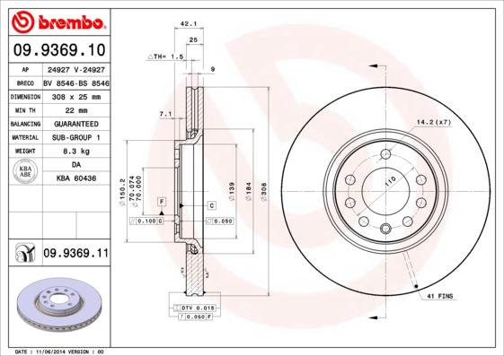 Brembo 09.9369.11 - Disc frana aaoparts.ro