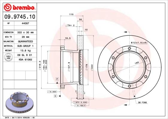Brembo 09.9745.10 - Disc frana aaoparts.ro