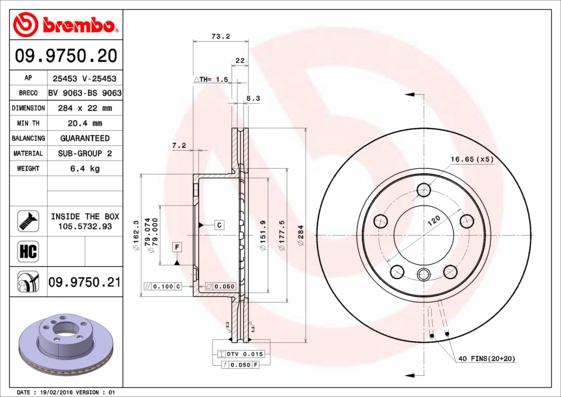 Brembo 09.9750.21 - Disc frana aaoparts.ro