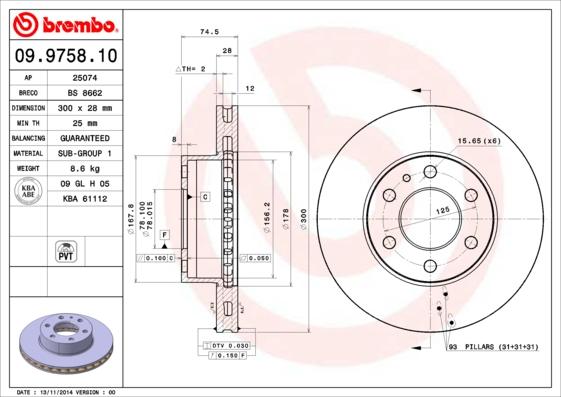 Brembo 09.9758.10 - Disc frana aaoparts.ro