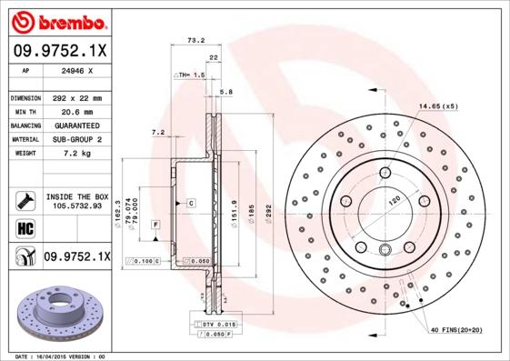 Brembo 09.9752.1X - Disc frana aaoparts.ro