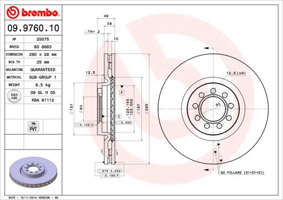 Brembo 09.9760.10 - Disc frana aaoparts.ro