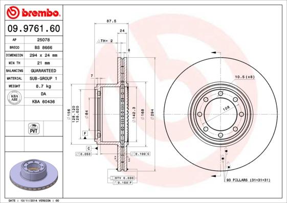 Brembo 09.9761.60 - Disc frana aaoparts.ro