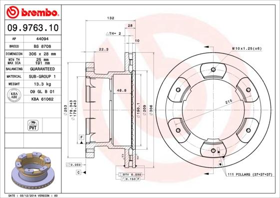 Brembo 09.9763.10 - Disc frana aaoparts.ro