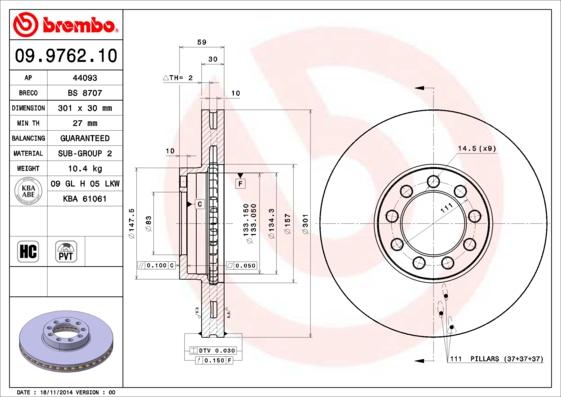 Brembo 09.9762.10 - Disc frana aaoparts.ro