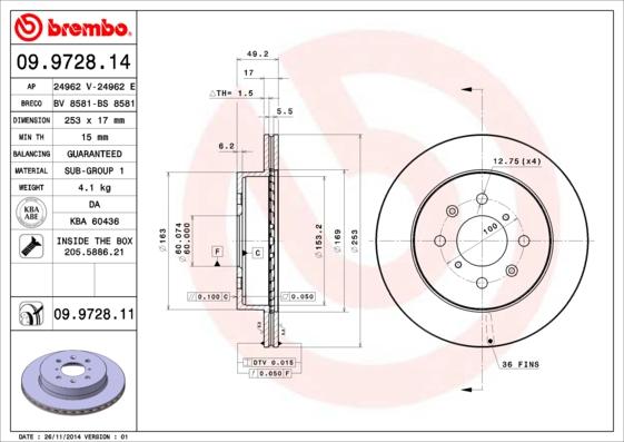 Brembo 09.9728.11 - Disc frana aaoparts.ro