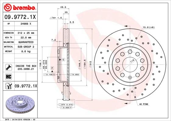 Brembo 09.9772.1X - Disc frana aaoparts.ro