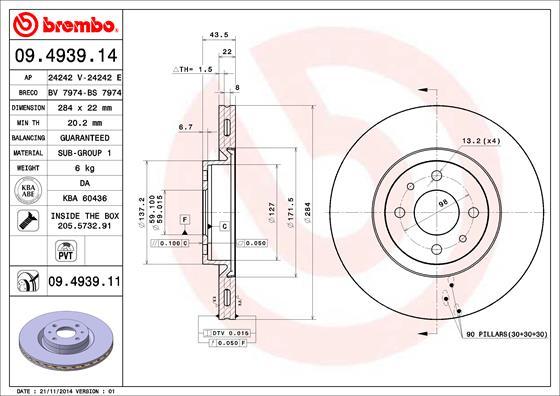 Brembo 09.4939.11 - Disc frana aaoparts.ro