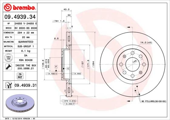 Brembo 09.4939.31 - Disc frana aaoparts.ro