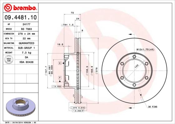Brembo 09.4481.10 - Disc frana aaoparts.ro
