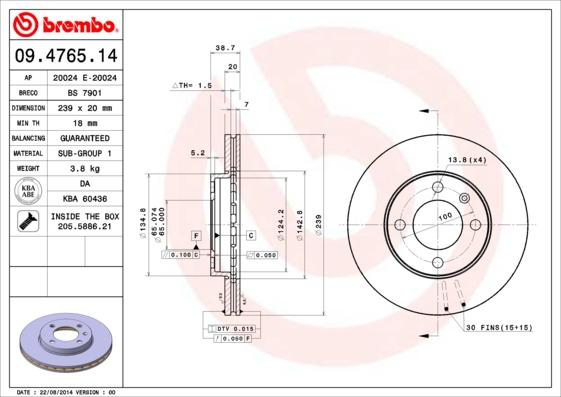 Brembo 09.4765.14 - Disc frana aaoparts.ro