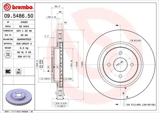 Brembo 09.5486.50 - Disc frana aaoparts.ro
