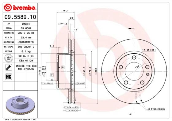Brembo 09.5589.10 - Disc frana aaoparts.ro